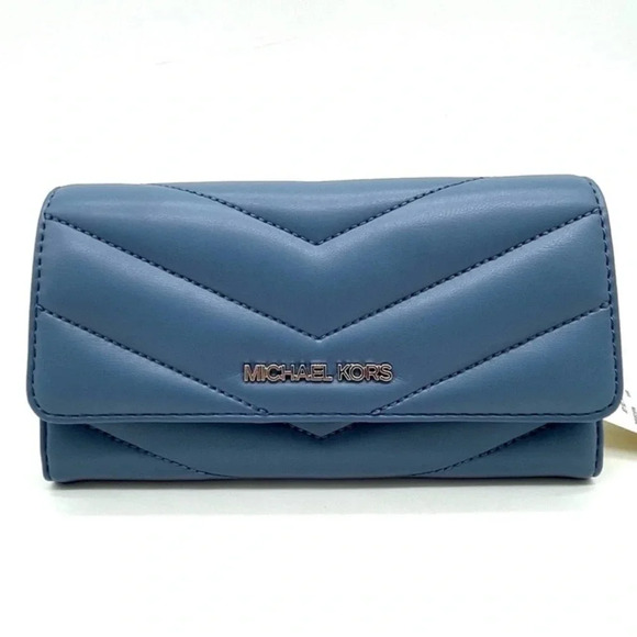 Michael Kors Large Trifold Wallet Blue Lagoon - Picture 2 of 9